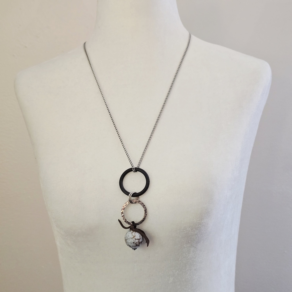Silver and Black Pendant Necklace